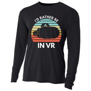 ID Rather Be In Vr Funny Virtual Reality Gamer Cooling Performance Long Sleeve Crew