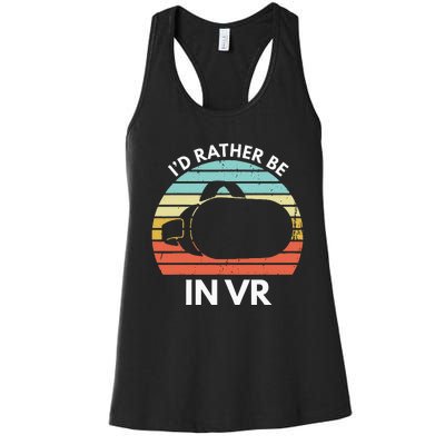 ID Rather Be In Vr Funny Virtual Reality Gamer Women's Racerback Tank