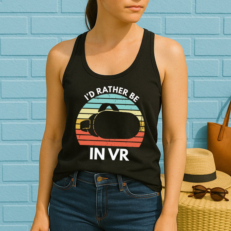 ID Rather Be In Vr Funny Virtual Reality Gamer Womens Tank Top
