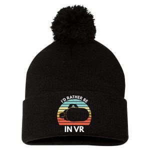 ID Rather Be In Vr Funny Virtual Reality Gamer Pom Pom 12in Knit Beanie