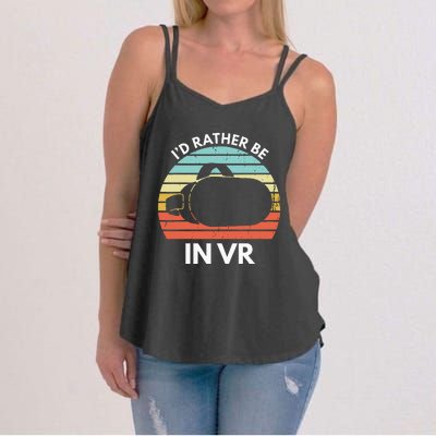 ID Rather Be In Vr Funny Virtual Reality Gamer Women's Strappy Tank