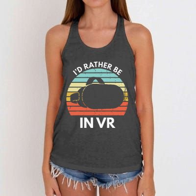 ID Rather Be In Vr Funny Virtual Reality Gamer Women's Knotted Racerback Tank