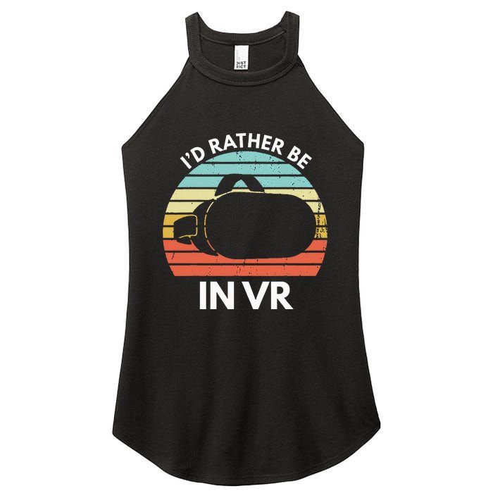 ID Rather Be In Vr Funny Virtual Reality Gamer Women's Perfect Tri Rocker Tank