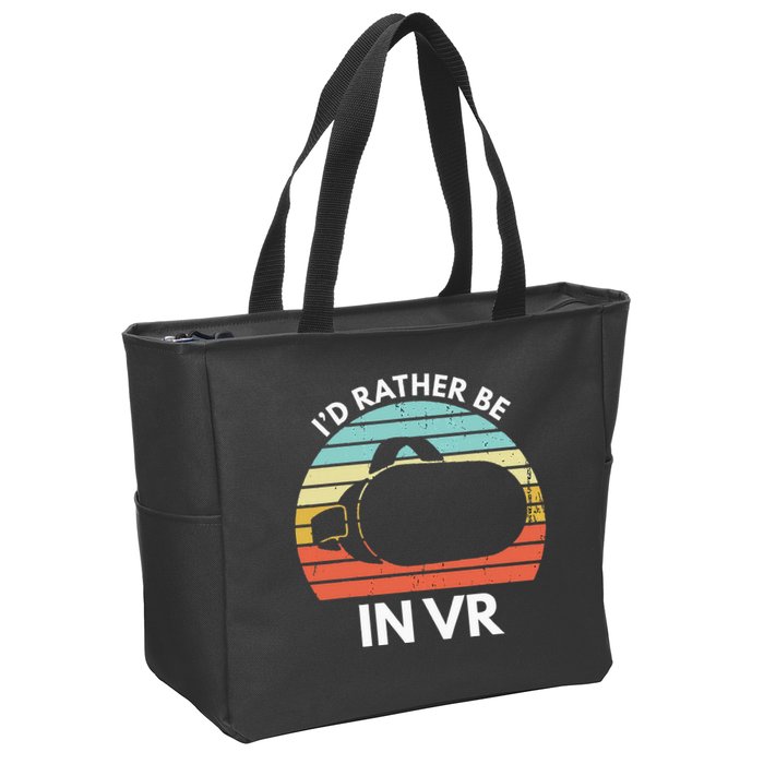 ID Rather Be In Vr Funny Virtual Reality Gamer Zip Tote Bag