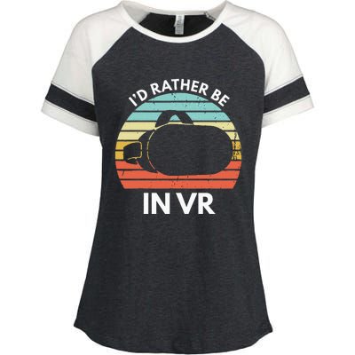 ID Rather Be In Vr Funny Virtual Reality Gamer Enza Ladies Jersey Colorblock Tee