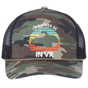 ID Rather Be In Vr Funny Virtual Reality Gamer Retro Rope Trucker Hat Cap