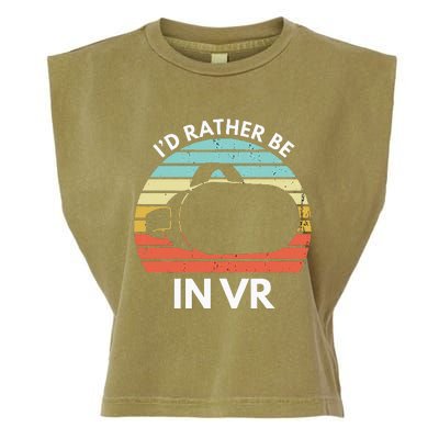 ID Rather Be In Vr Funny Virtual Reality Gamer Garment-Dyed Women's Muscle Tee