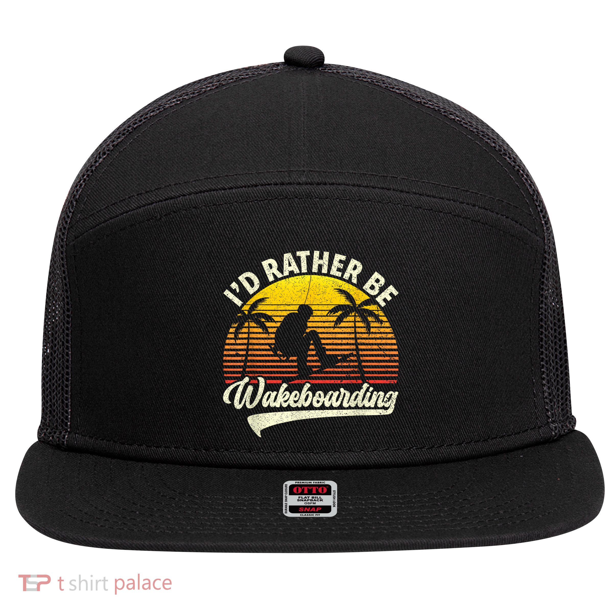 I’d Rather Be Wakeboarding 7 Panel Mesh Trucker Snapback Hat
