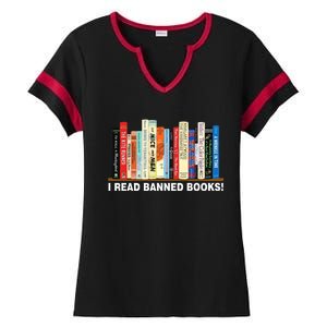 I Read Banned Books Ladies Halftime Notch Neck Tee