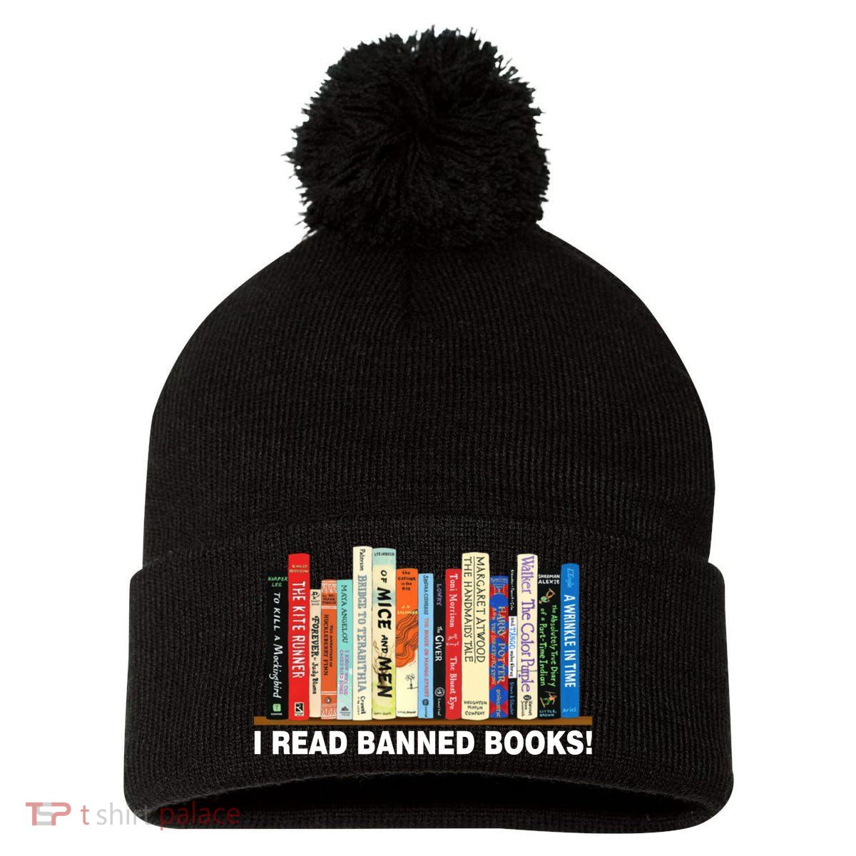 I Read Banned Books Pom Pom 12in Knit Beanie
