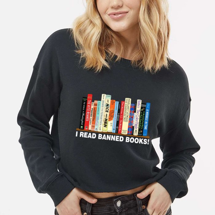 I Read Banned Books Cropped Pullover Crew