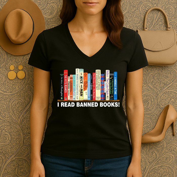I Read Banned Books Women's V-Neck T-Shirt