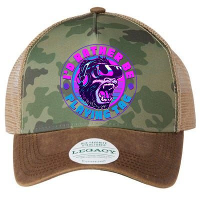 ID Rather Be Playing Tag Vr Gamer Ape Gorilla Legacy Tie Dye Trucker Hat