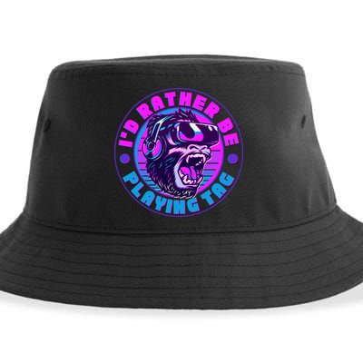 ID Rather Be Playing Tag Vr Gamer Ape Gorilla Sustainable Bucket Hat