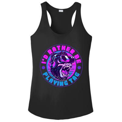 ID Rather Be Playing Tag Vr Gamer Ape Gorilla Ladies PosiCharge Competitor Racerback Tank