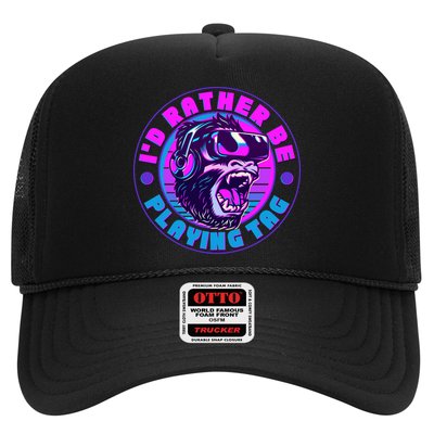 ID Rather Be Playing Tag Vr Gamer Ape Gorilla Trucker Hat
