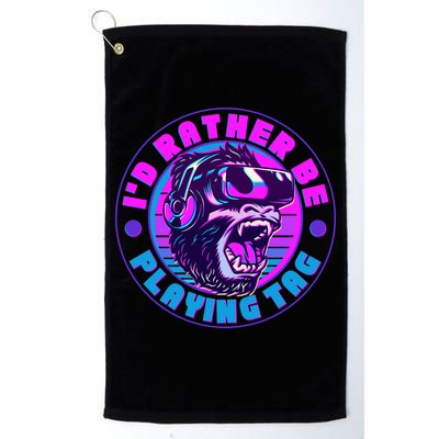 ID Rather Be Playing Tag Vr Gamer Ape Gorilla Golf Towel