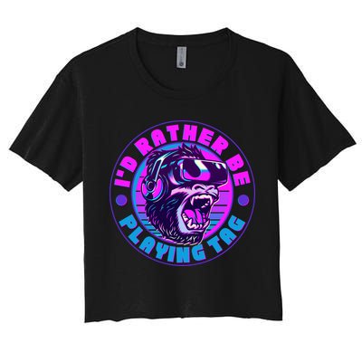ID Rather Be Playing Tag Vr Gamer Ape Gorilla Crop Top