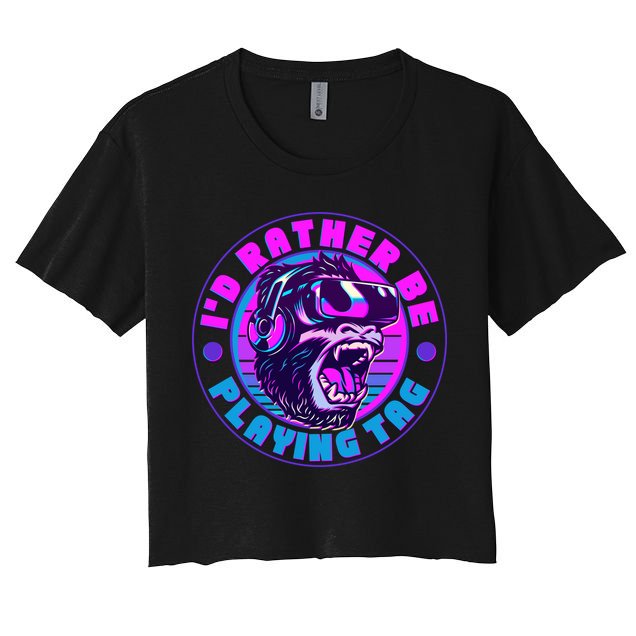 ID Rather Be Playing Tag Vr Gamer Ape Gorilla Crop Top