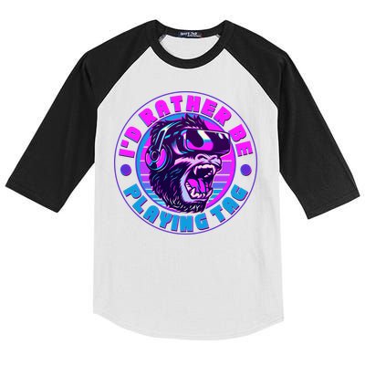 ID Rather Be Playing Tag Vr Gamer Ape Gorilla Kids Colorblock Raglan Jersey