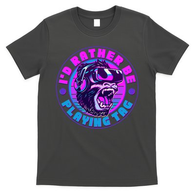ID Rather Be Playing Tag Vr Gamer Ape Gorilla T-Shirt