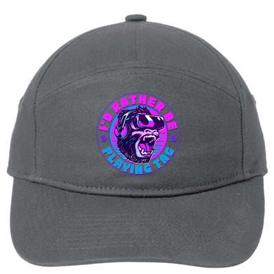 ID Rather Be Playing Tag Vr Gamer Ape Gorilla 7-Panel Snapback Hat