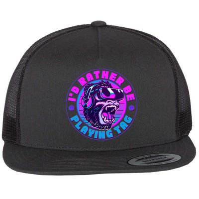 ID Rather Be Playing Tag Vr Gamer Ape Gorilla Flatbill Hat