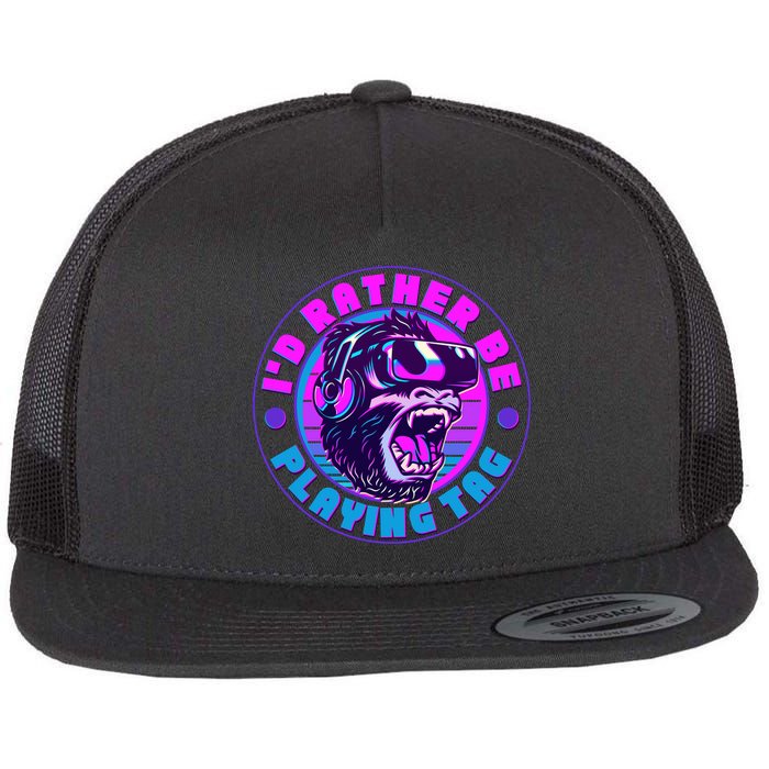 ID Rather Be Playing Tag Vr Gamer Ape Gorilla Flatbill Hat