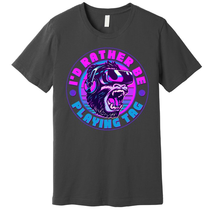 ID Rather Be Playing Tag Vr Gamer Ape Gorilla Premium T-Shirt