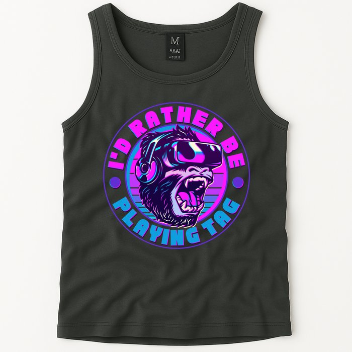 ID Rather Be Playing Tag Vr Gamer Ape Gorilla Tank Top