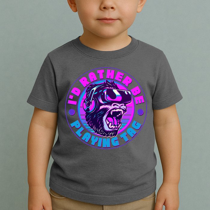 ID Rather Be Playing Tag Vr Gamer Ape Gorilla Toddler T-Shirt