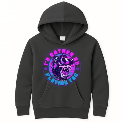 ID Rather Be Playing Tag Vr Gamer Ape Gorilla Kids Hoodie
