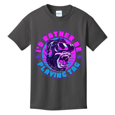ID Rather Be Playing Tag Vr Gamer Ape Gorilla Kids T-Shirt