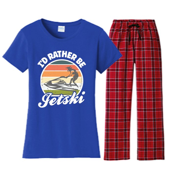 Id Rather Be Jetski Jet Skiing Fan Funny Jetski Cute Gift Women's Flannel Pajama Set