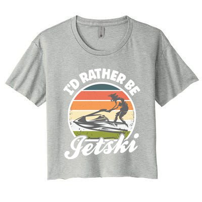 Id Rather Be Jetski Jet Skiing Fan Funny Jetski Cute Gift Women's Crop Top Tee