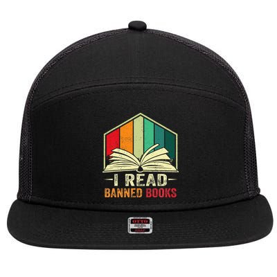 I Read Banned Books Week Librarian Freedom Reader Nerd 7 Panel Mesh Trucker Snapback Hat