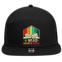 I Read Banned Books Week Librarian Freedom Reader Nerd 7 Panel Mesh Trucker Snapback Hat