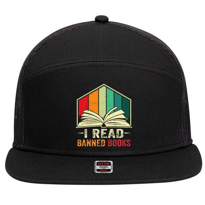 I Read Banned Books Week Librarian Freedom Reader Nerd 7 Panel Mesh Trucker Snapback Hat