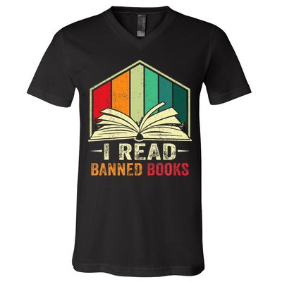 I Read Banned Books Week Librarian Freedom Reader Nerd V-Neck T-Shirt