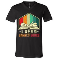 I Read Banned Books Week Librarian Freedom Reader Nerd V-Neck T-Shirt
