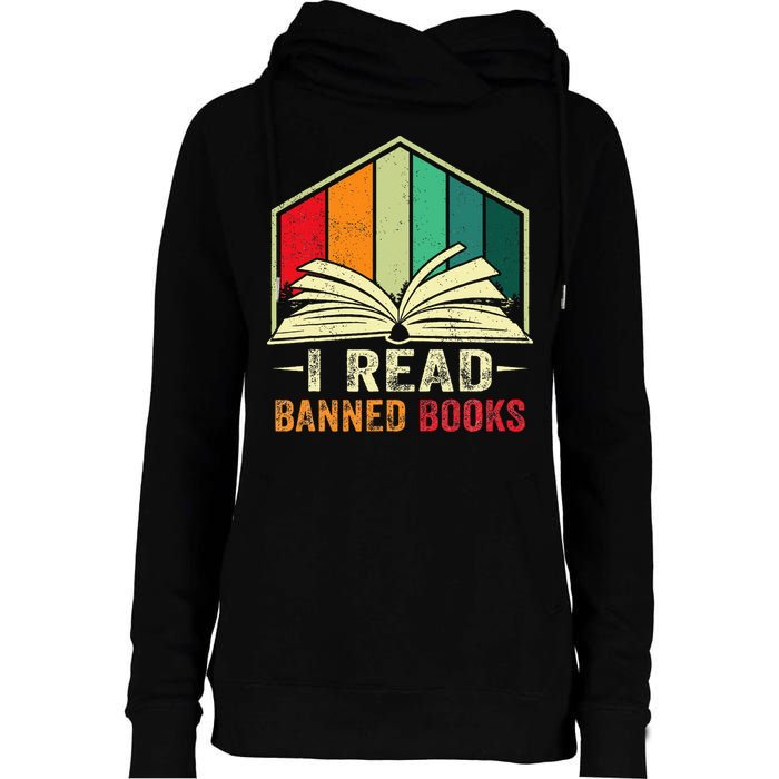 I Read Banned Books Week Librarian Freedom Reader Nerd Womens Funnel Neck Pullover Hood