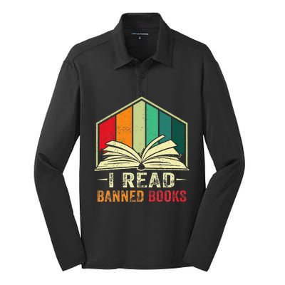 I Read Banned Books Week Librarian Freedom Reader Nerd Silk Touch Performance Long Sleeve Polo