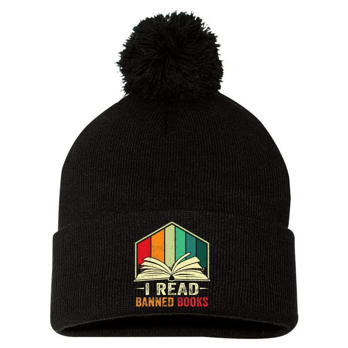 I Read Banned Books Week Librarian Freedom Reader Nerd Pom Pom 12in Knit Beanie