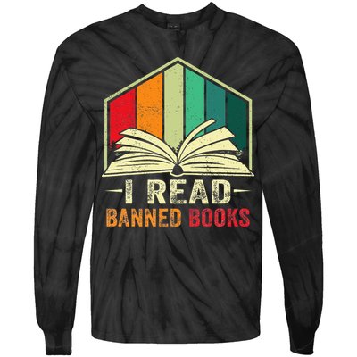 I Read Banned Books Week Librarian Freedom Reader Nerd Tie-Dye Long Sleeve Shirt