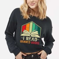 I Read Banned Books Week Librarian Freedom Reader Nerd Cropped Pullover Crew