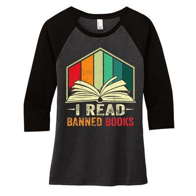 I Read Banned Books Week Librarian Freedom Reader Nerd Women's Tri-Blend 3/4-Sleeve Raglan Shirt