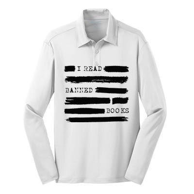 I Read Banned Books Banned Books Week Gift Librarian Teacher Silk Touch Performance Long Sleeve Polo