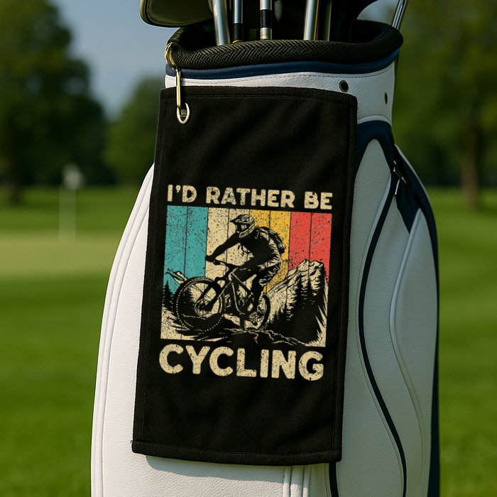 ID Rather Be Cycling Bicycle Riding Cyclist Golf Towel