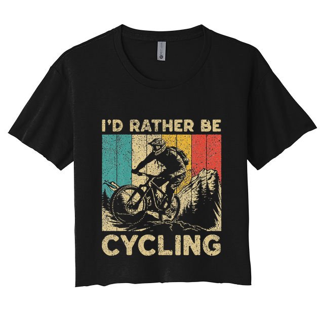 ID Rather Be Cycling Bicycle Riding Cyclist Crop Top