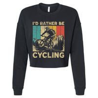 ID Rather Be Cycling Bicycle Riding Cyclist Cropped Pullover Crew